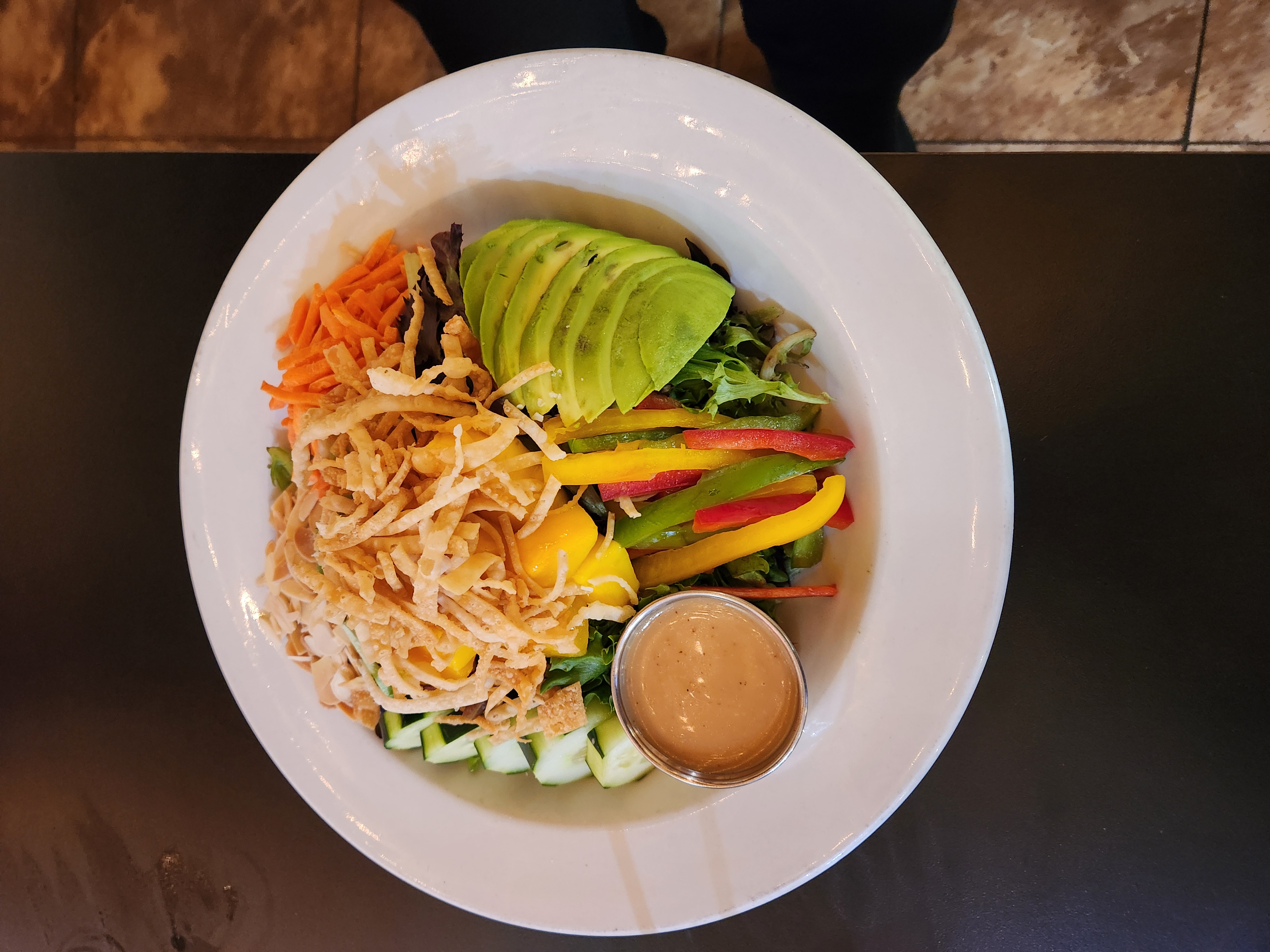 Thai Salad with avocado, bell peppers, and crispy wontons at Lombard's Restaurant, Double Eagle Hotel & Casino, Cripple Creek Colorado